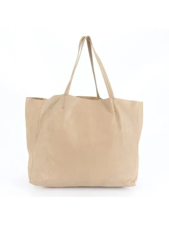 Celine Horizontal Cabas Leather Tote Beige Shoulder Hand Cem - Picture 3 of 9